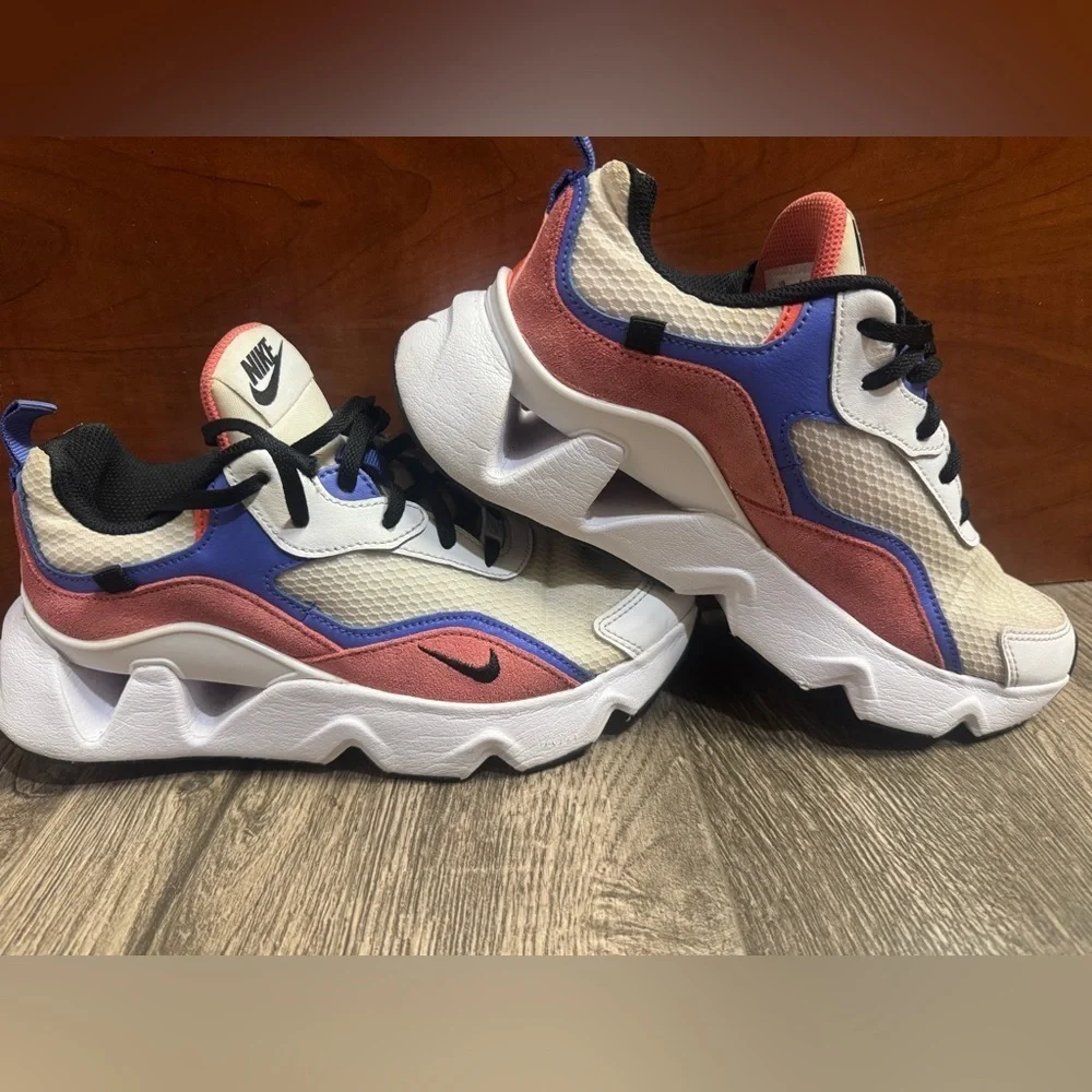 Nike Cream and Blue Sneakers with Chunky Design